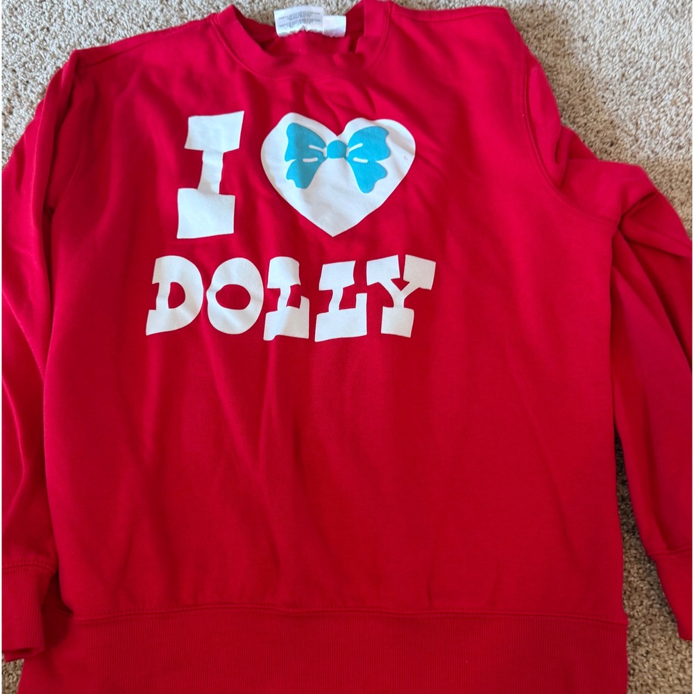 Dolly Parton I Heart Dolly Graphic Sweatshirt Red Crewneck Large
